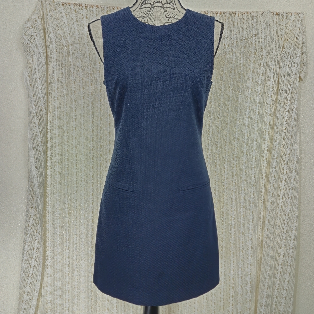 Theory Cotton Navy Blue Sheath Sleeveless Mini Dress Size 6